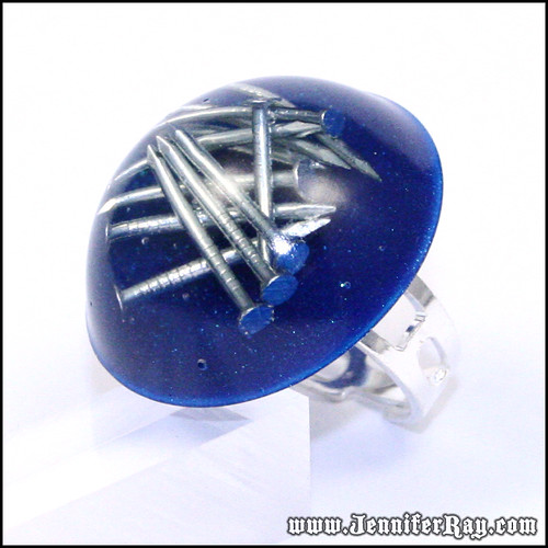 Nails in the Ocean Blue Resin Ring by JenniferRay.com