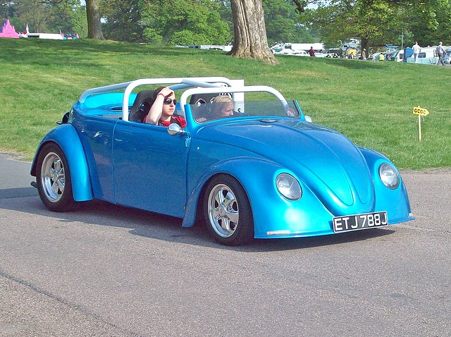 VW Beetle modified in the style of a US hot rod or speedster