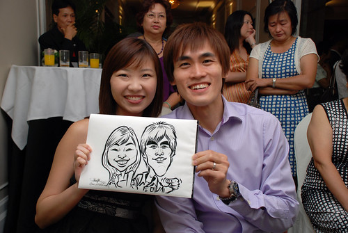 caricature live sketching for wedding dinner @ Goodwood Park Hotel - 6