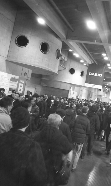 CP+ 2012 entrance : many camera and photo fans are waiting for ID ticket.