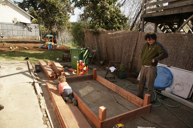 Building raised beds.
