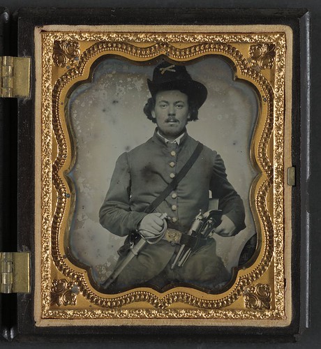 [Unidentified soldier in Union cavalry uniform with Colt Dragoon revolvers and sword] (LOC) by The Library of Congress