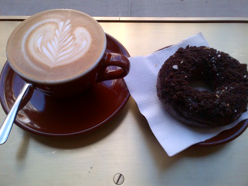 Cappuccino and Triple Chocolate Donut