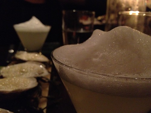 Oysters. Margarita with salt foam.