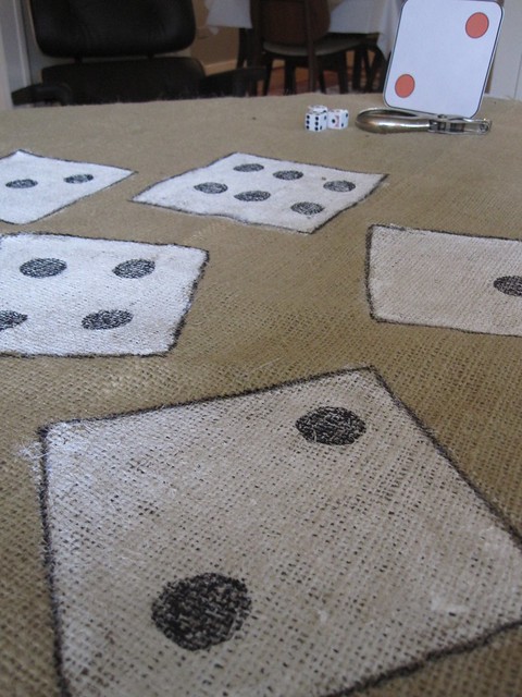 Close up of the table cloths that I made Super easyJust some left over 
