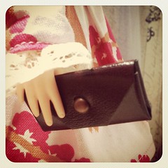 Brown Leather Clutch with Brass button