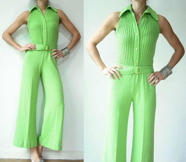 lime green knit jumpsuit