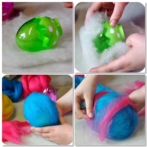 wet felted easter eggs mosaic