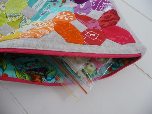 Mouthy Stitches pouch and fabric scraps