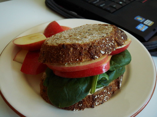 Hummus Spinach Apple Sandwich