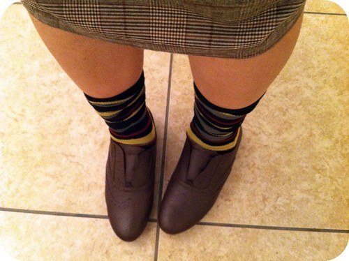 striped socks and oxfords
