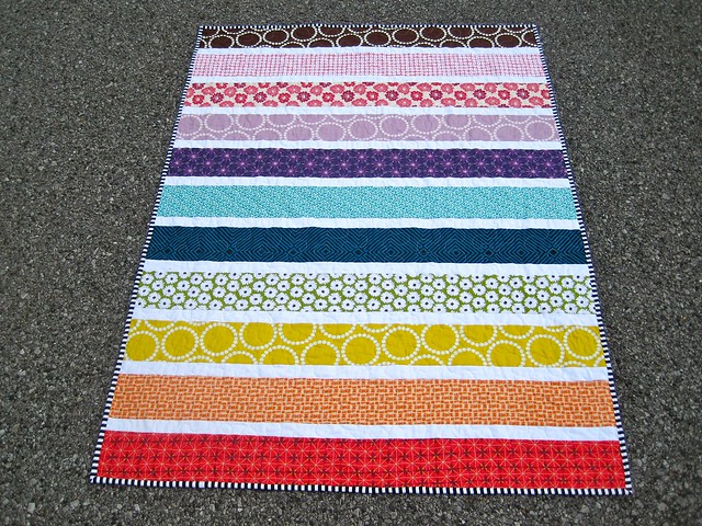 Rainbow stripe quilt