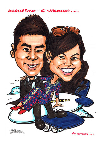 wedding couple Sarong Kebaya caricatures