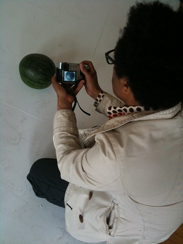 Thomas photographing the Dark Room Collective Reunion Tour's honorary watermelon