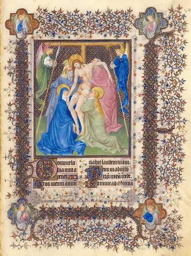 005-Horas de la Cruz-Descendimiento de la Cruz-Belles Heures of Jean de France duc de Berry-Folio 80r- ©The Metropolitan Museum of Art