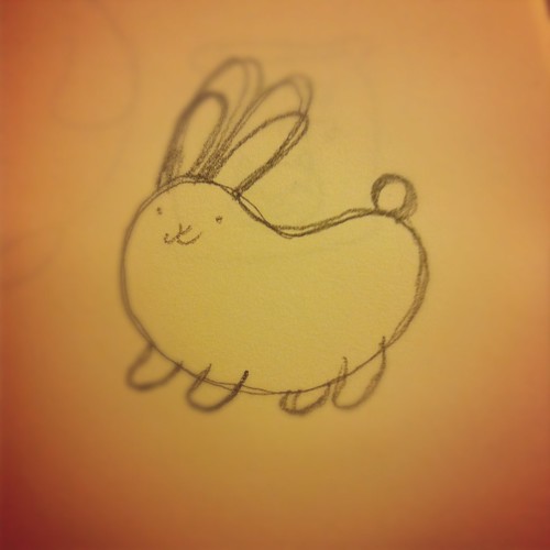 Bean bunny drawing.