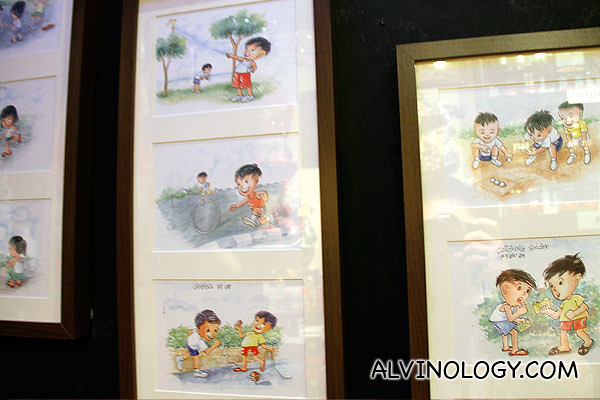 Kampong days water colour paintings
