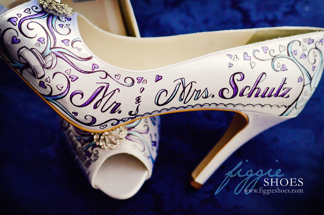 Chelsea W Personalized Purple and Tiffany Blue Bridal Shoes