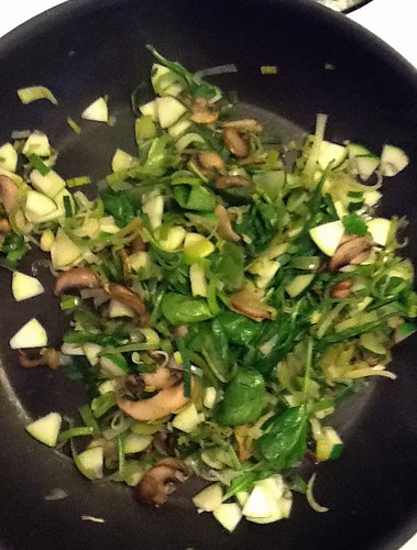 in with the spinach and garlic