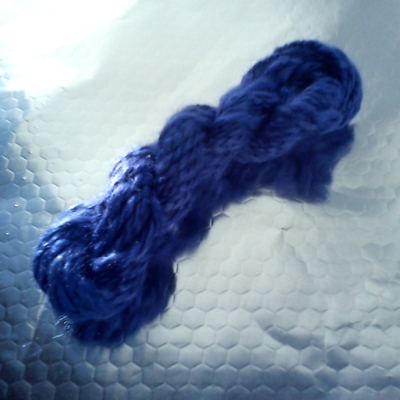 Skein of silk - my first spun yarn!