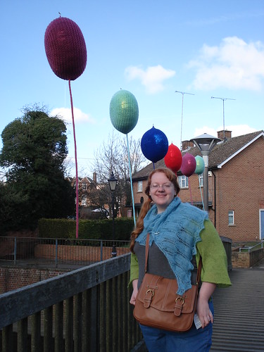 Unravel Farnham Maltings Surrey decorated yarnbombing balloons
