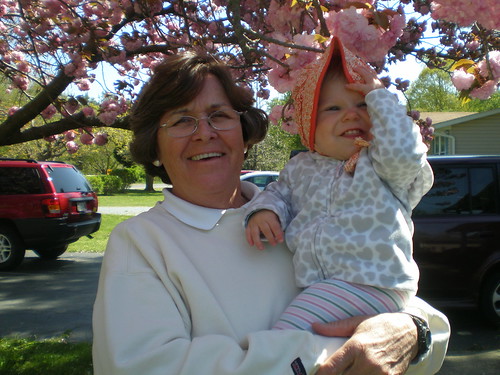 Maureen hating her Easter bonnet with Nana