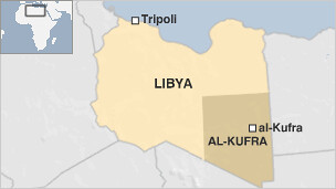 Map of Libyan southeast city of Al-Kufra struck by ethnic clashes as a by-product of the imperialist war against the oil-rich North African state. Gaddafi was assassinated by US-allied rebels. by Pan-African News Wire File Photos