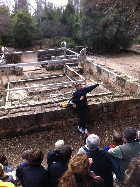 Richard Pratt lecturing at the ancient temple at Dan