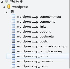 wordpress 数据库表