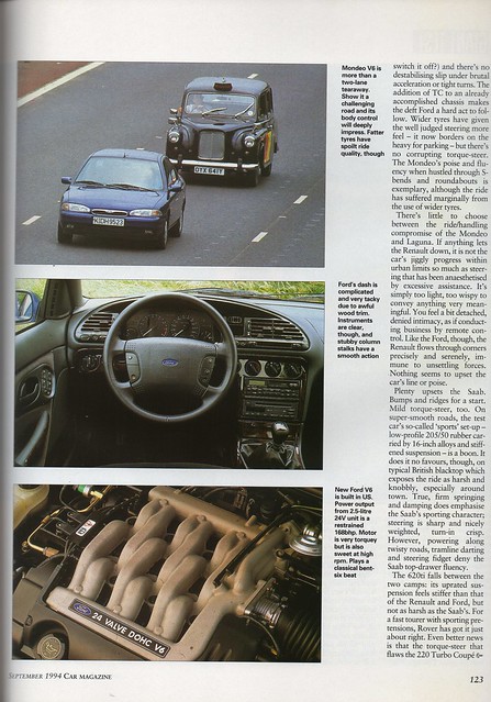 Ford Mondeo 25 24v Ghia Renault laguna V6 Rover 620 ti Saab 900 SE 