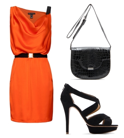 spring fashion orange tangerine dress