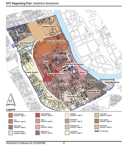 the area covered by the new zoning code (by: Nashville Downtown Code)