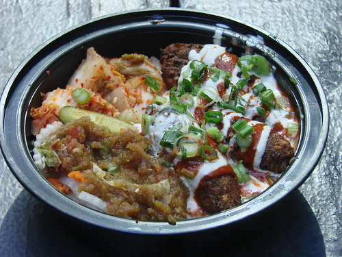 kimchi taco falafel bowl