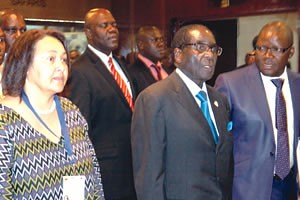 Dr. Fannie Leatier of the Africa Capacity Building Foundation (ACBF) during a meeting with Republic of Zimbabwe President Robert Mugabe. They discussed the need to create jobs and economic oppotunities for youth on the continent. by Pan-African News Wire File Photos