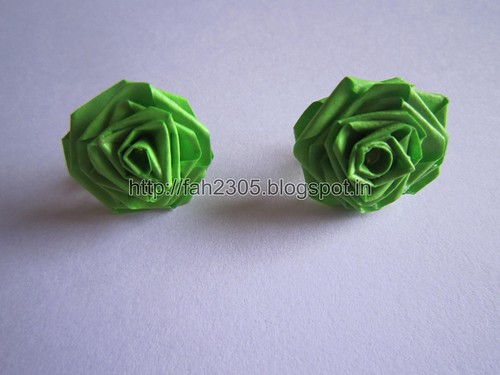 Handmade Jewelry - Paper Rose Earrings (Light Green) (1) by fah2305