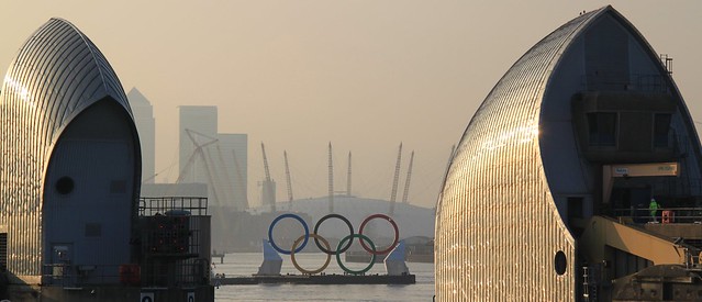Olympic Rings - through the Thames Barrier, London