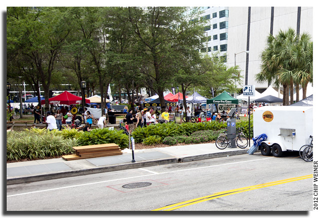 Vendors and tents from many of the bike racing teams filled Gaslight Park.