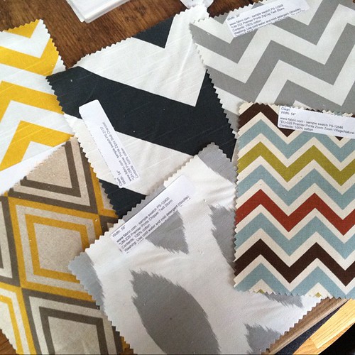 Exciting! Fabric samples for dining room curtains.