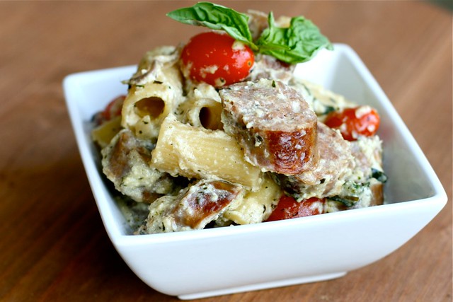 Pasta with 4 cheese Italian Sausage