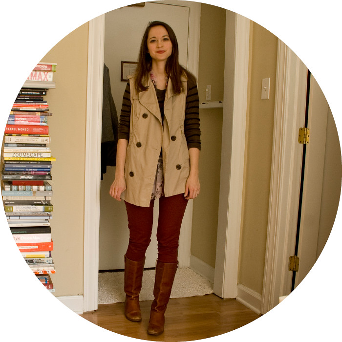 february outfit, dash dot dotty, outfit blog, ootd, winter layers, stripes, florals, trench, rust jeans