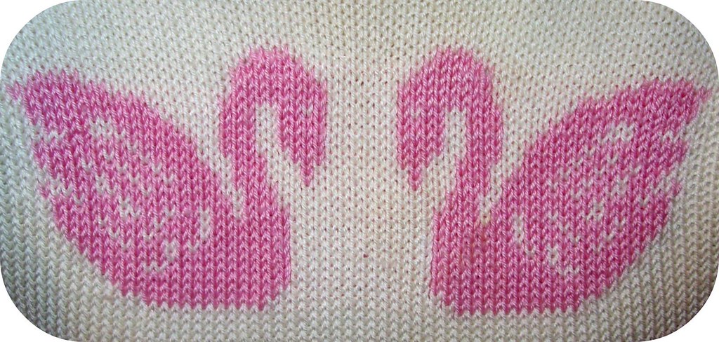 pink swan sweater detail