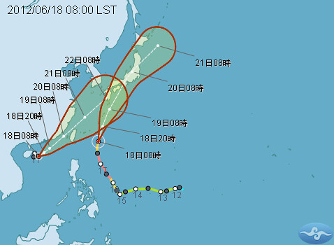 2個颱風未來路徑預測圖（中央氣象局 提供）
