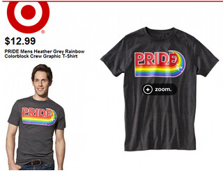 The Target Pride t-shirt, which is black and says PRIDE with a rainbow wave.