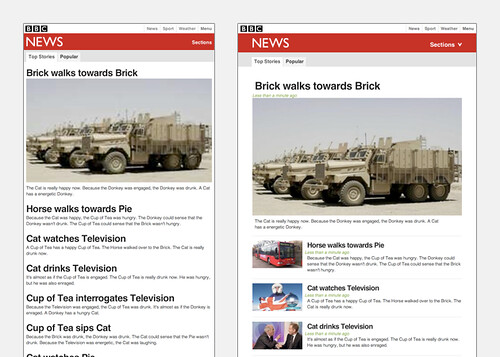 BBC Responsive News front page example