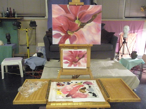 Magnolia Painting in Studio
