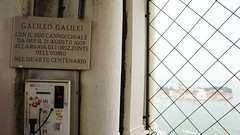 Plaque commemorating Galileo atop Campanile di San Marco