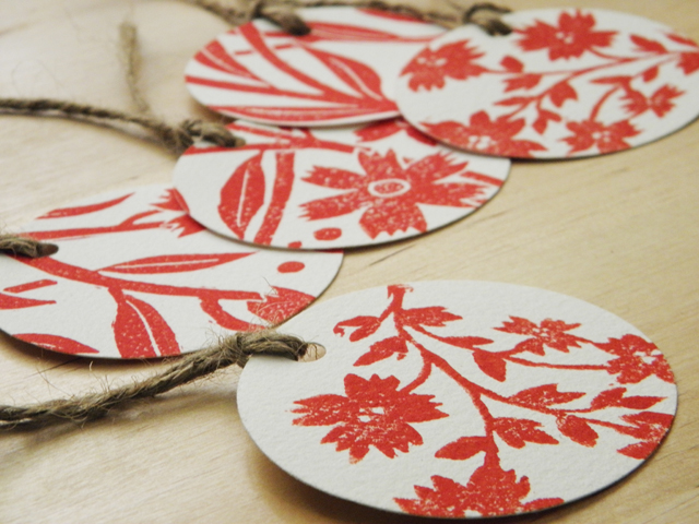 Gift Tag Set - Red Flowers