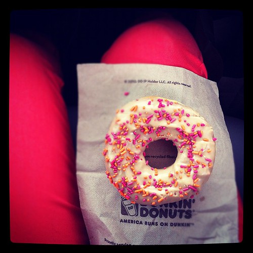 Dunkin Donut on my lap.