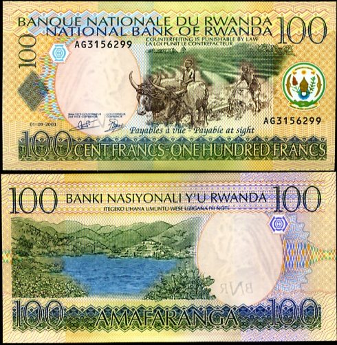 100 Frankov Rwanda 2003, Pick 29a