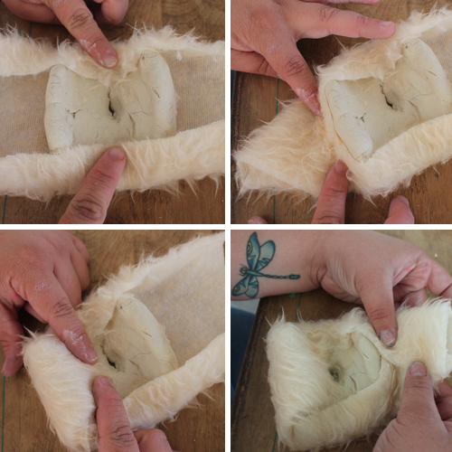 wrapping clay with fake fur